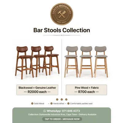 Bar stool with padded seat and backrest